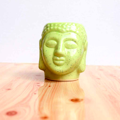 Light Green Glossy Buddha Design Ceramic Pot