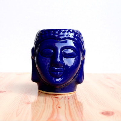 4.5 inch Blue Glossy Buddha Design  Ceramic Pot