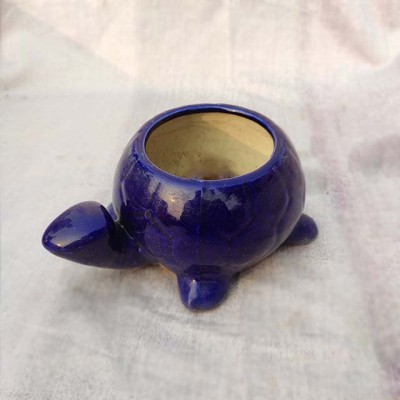 Dark Blue Turtle Shape Ceramic Planter