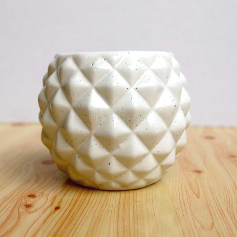 Diamond Shape White Ceramic Pot